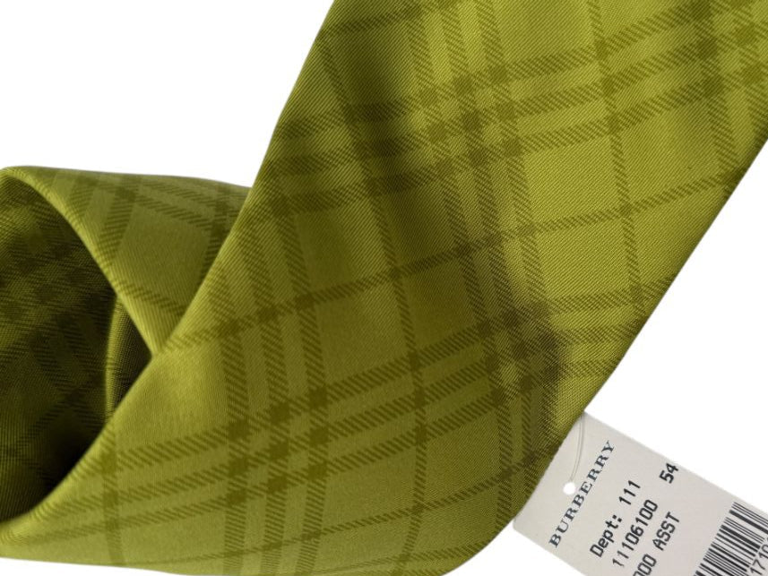 Burberry London Chartreuse Check Silk Tie – Brand New With Tags