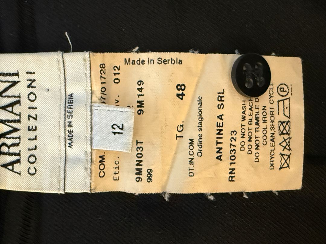 Armani Collezioni Charcoal Pinstripe Flounce-Hem Skirt – Size 12 (IT 48)