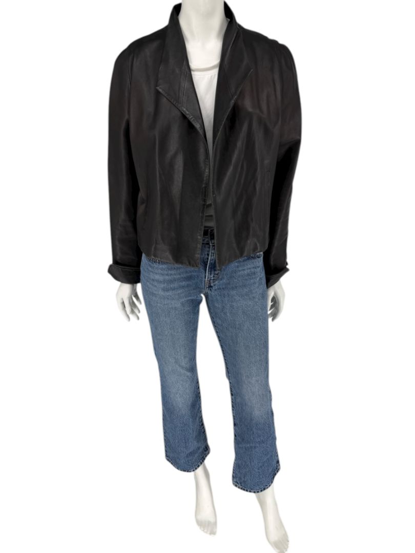 Peter Cohen Black Leather Cropped Jacket – Size M