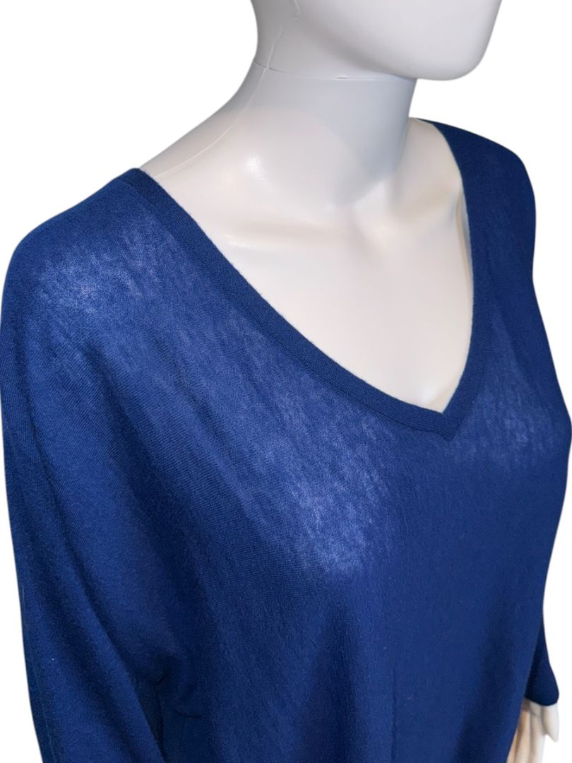 Magaschoni Royal Blue Lightweight V-Neck Knit Sweater – Size Large