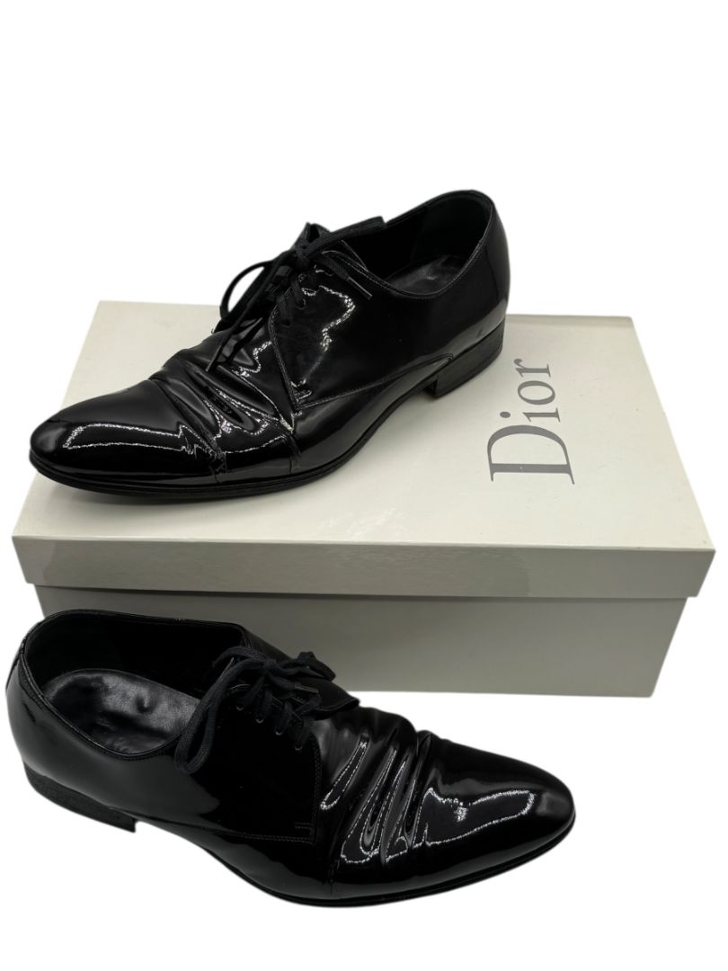 Christian Dior Black Patent Leather Oxford Shoes – Size 8 Men's
