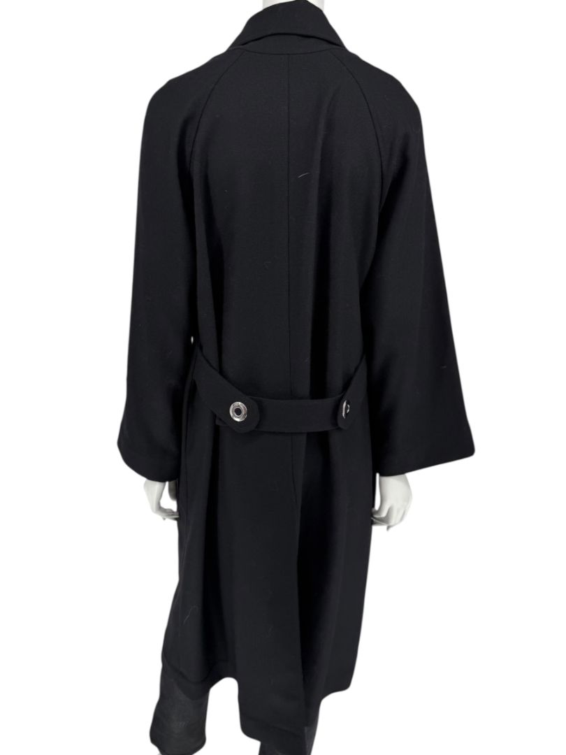 Pamella Roland Black Double-Breasted Grommet Detail Coat – Large