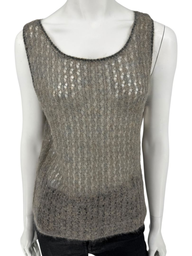 Linda Allard Ellen Tracy “Sage” Mohair Blend Open-Knit Tank – Size XL