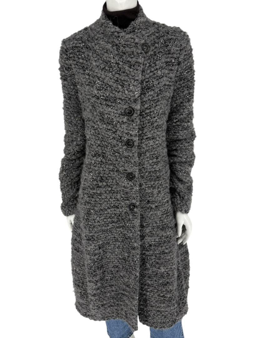 Armani Collezioni Gray Bouclé Knit Coat – Size 10