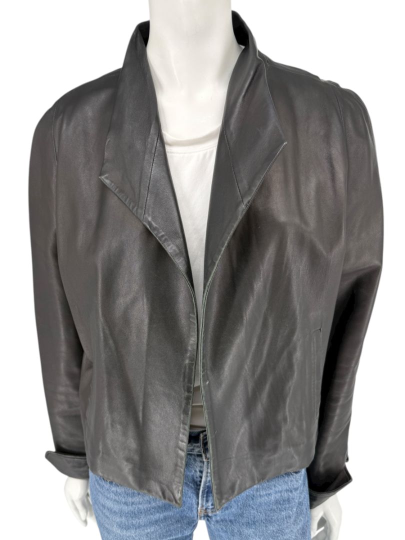 Peter Cohen Black Leather Cropped Jacket – Size M