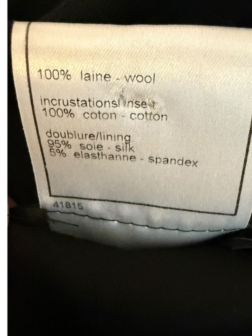 Chanel Black Wool Chain-Closure Tailored Jacket – Size 46