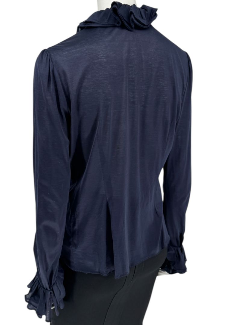 Ralph Lauren Collection Ruffled Cotton Blouse – Navy - Size L