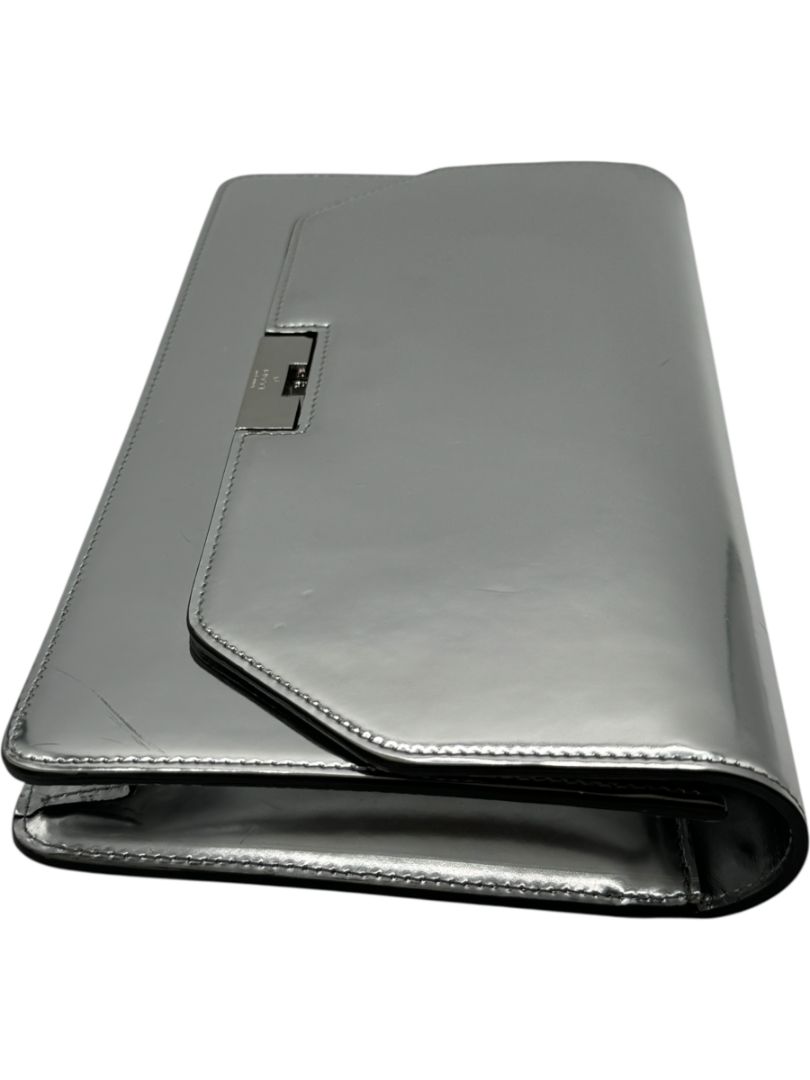 Gucci Metallic Silver Leather Clutch