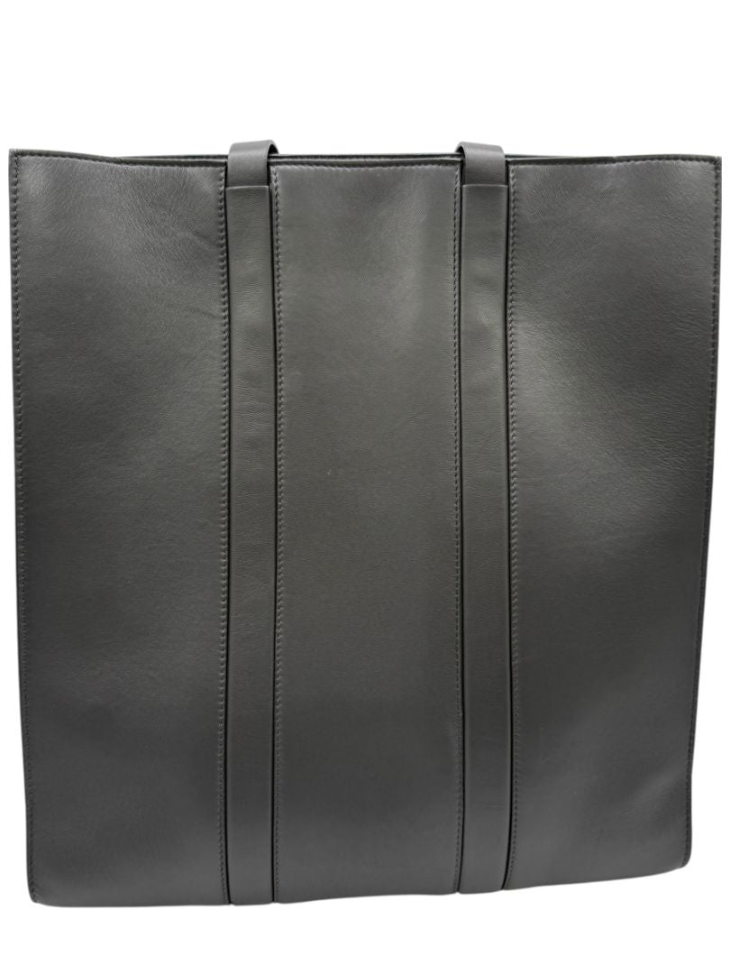 Brunello Cucinelli Graphite Gray Leather Tote with Monili Bead Trim
