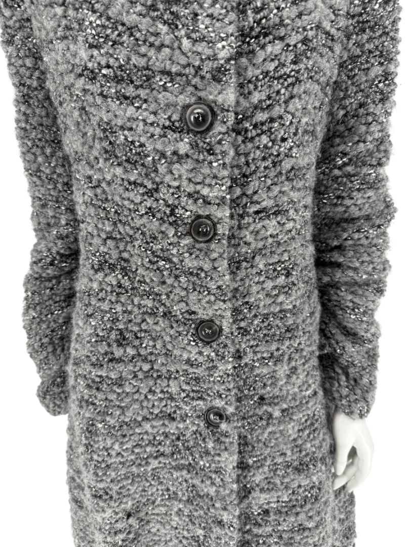 Armani Collezioni Gray Bouclé Knit Coat – Size 10