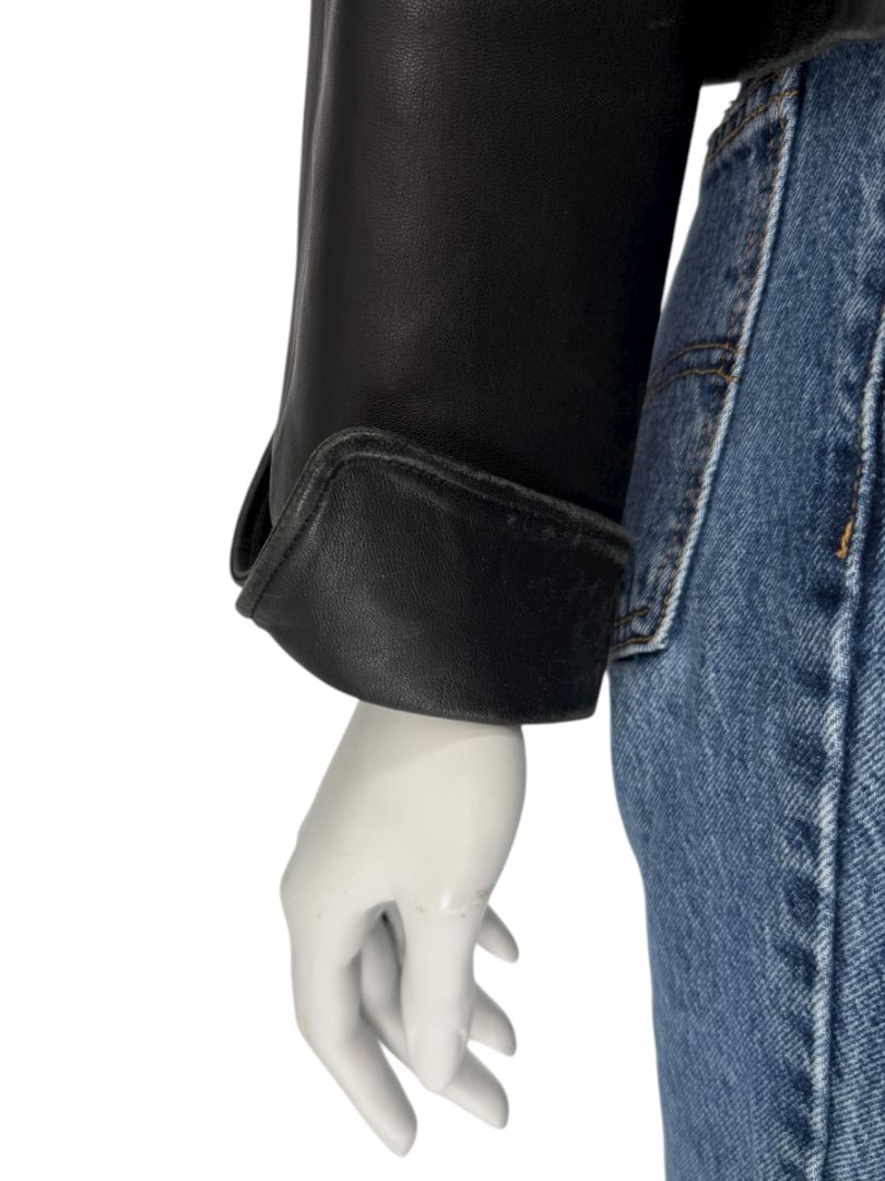 Peter Cohen Black Leather Cropped Jacket – Size M