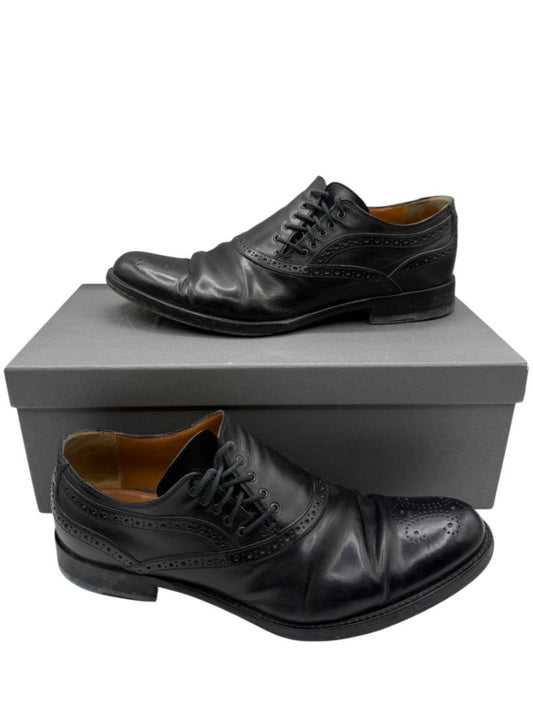 Alexander McQueen Black Leather Brogue Oxford Shoes – Men's Size 40