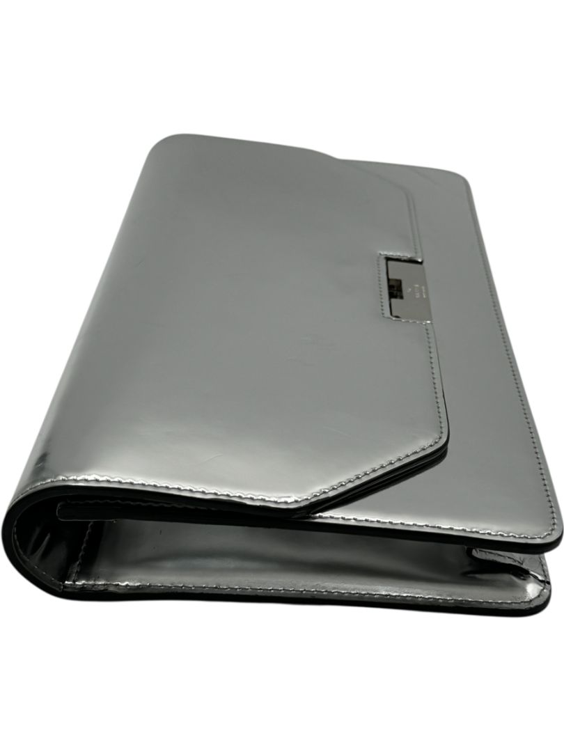 Gucci Metallic Silver Leather Clutch