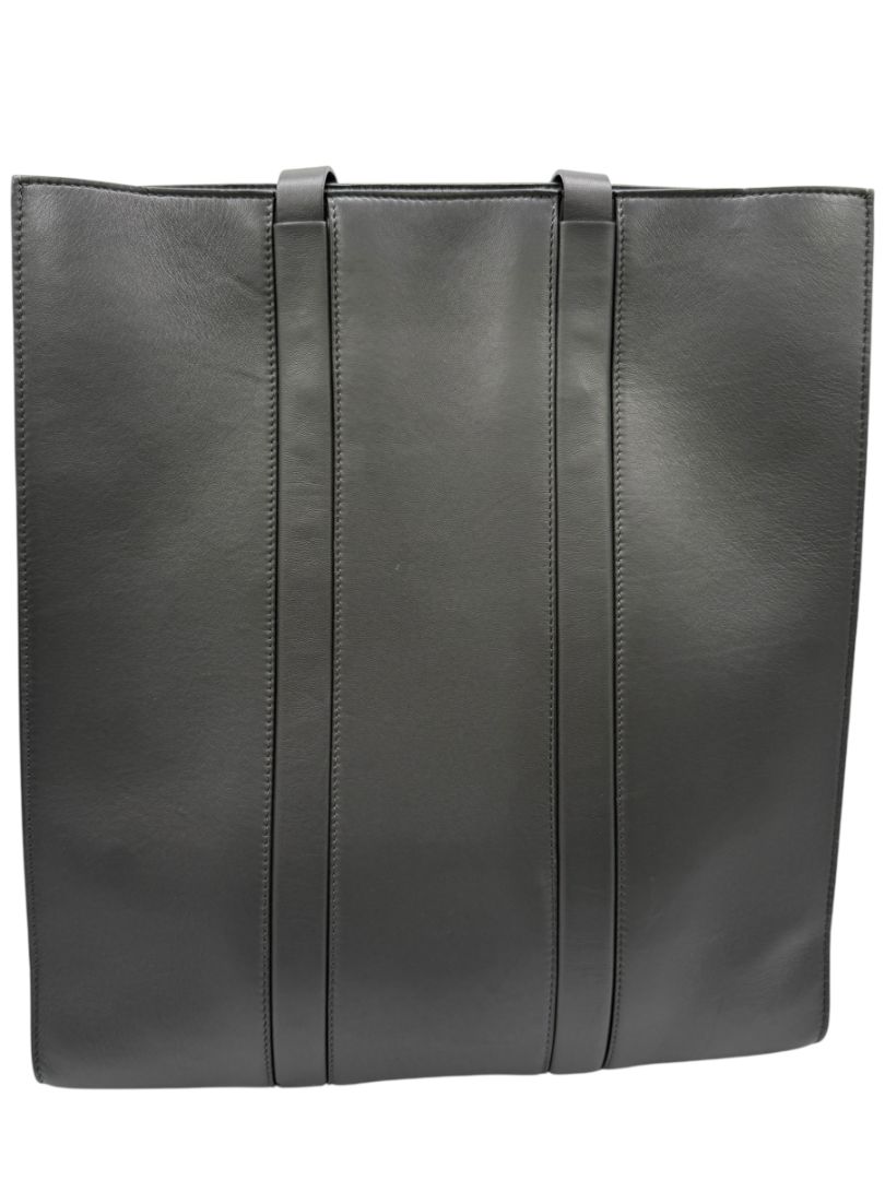 Brunello Cucinelli Graphite Gray Leather Tote with Monili Bead Trim
