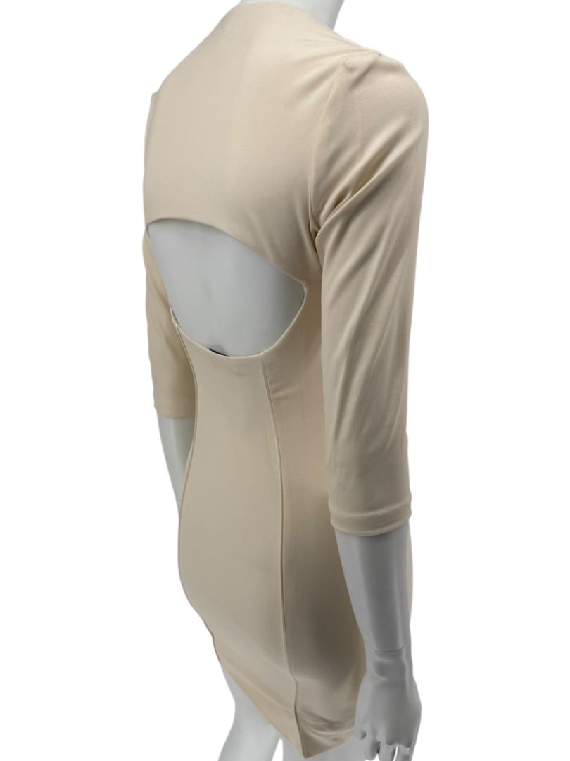 Pamella Roland Cream Bodycon Cut-Out Back Dress - Size 4