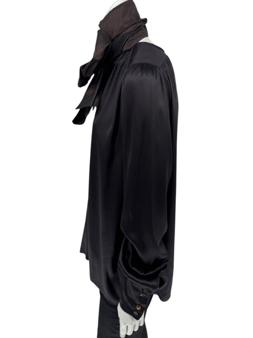Etro Black Silk Bow-Neck Blouse – Size IT 46 (US 10)