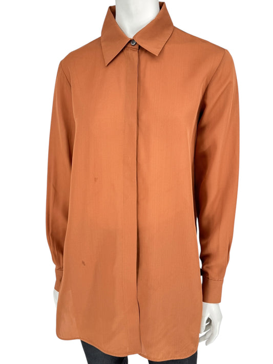Derek Lam Rust Silk Long Shirt – Size 6 US / 42 IT / 38 FR / 10 GB