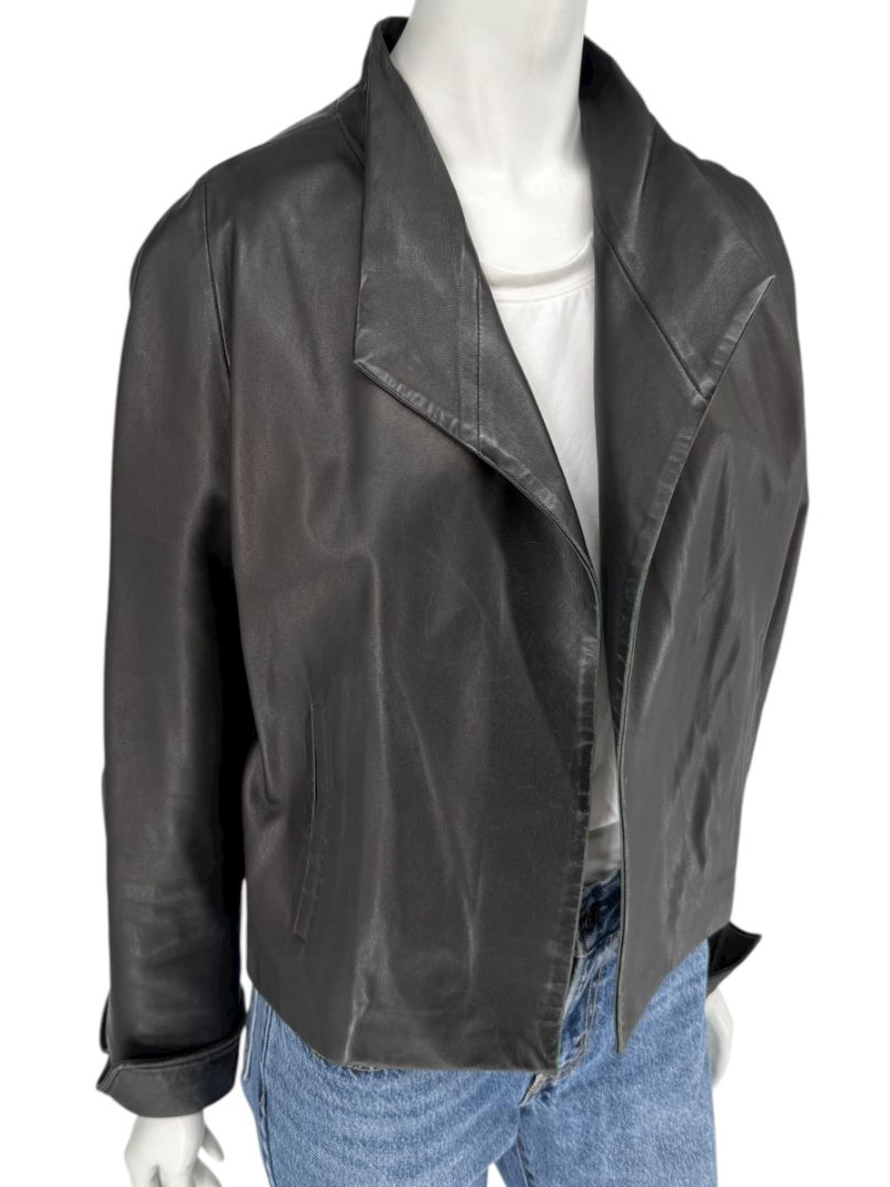 Peter Cohen Black Leather Cropped Jacket – Size M