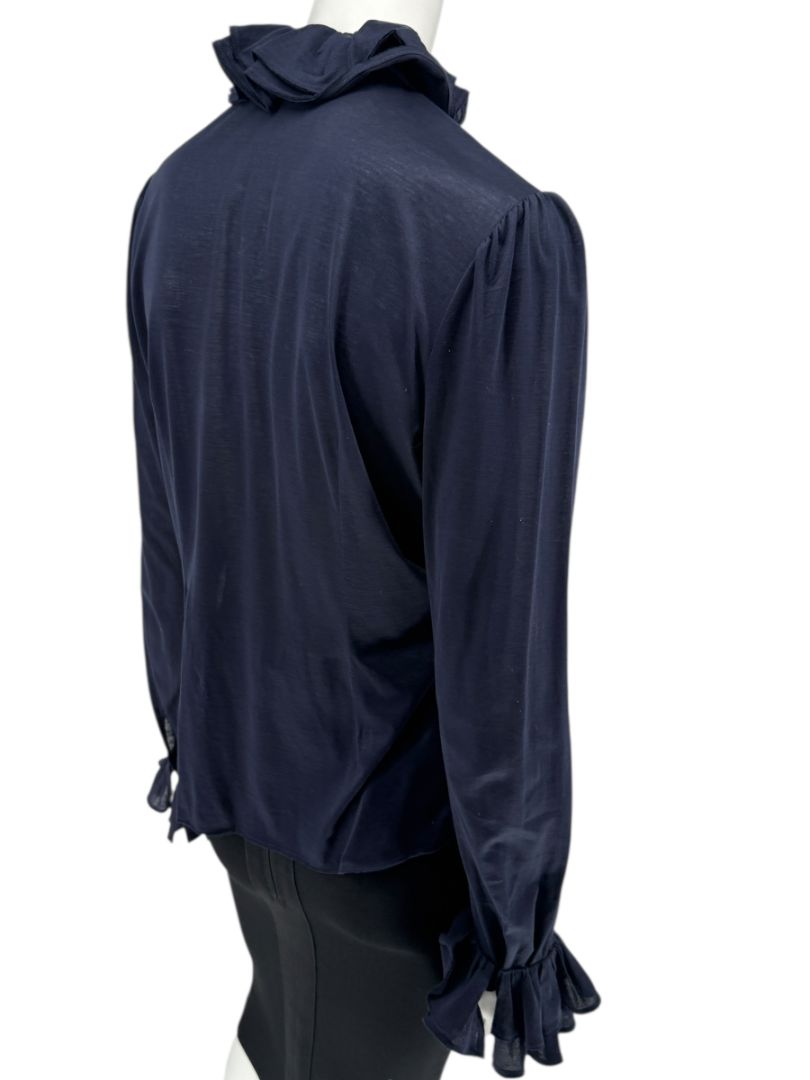 Ralph Lauren Collection Ruffled Cotton Blouse – Navy - Size L