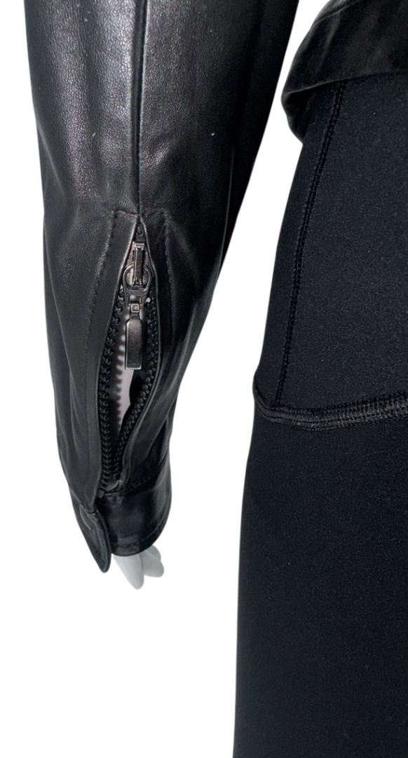 Giorgio Armani Black Lambskin Leather Floral Jacket – Size 40 (IT)