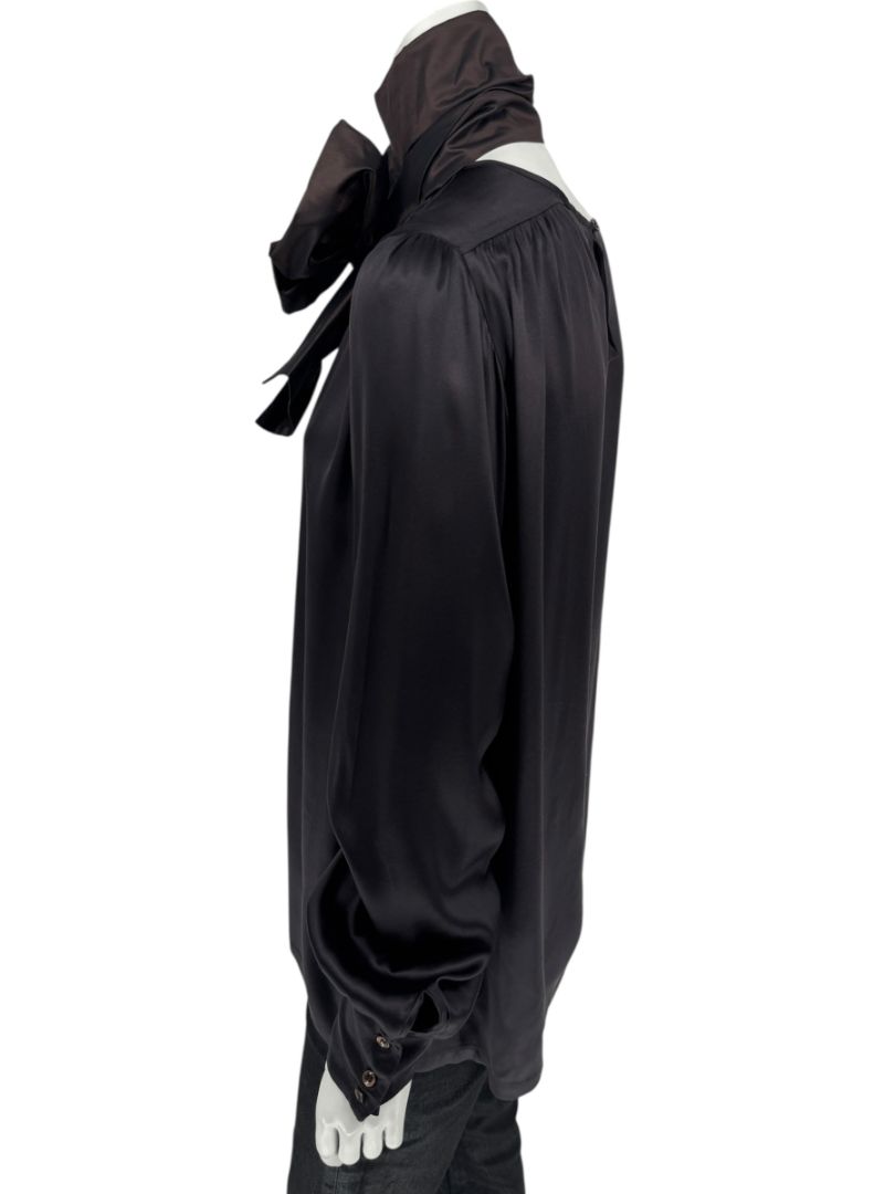 Etro Black Silk Bow-Neck Blouse – Size IT 46 (US 10)