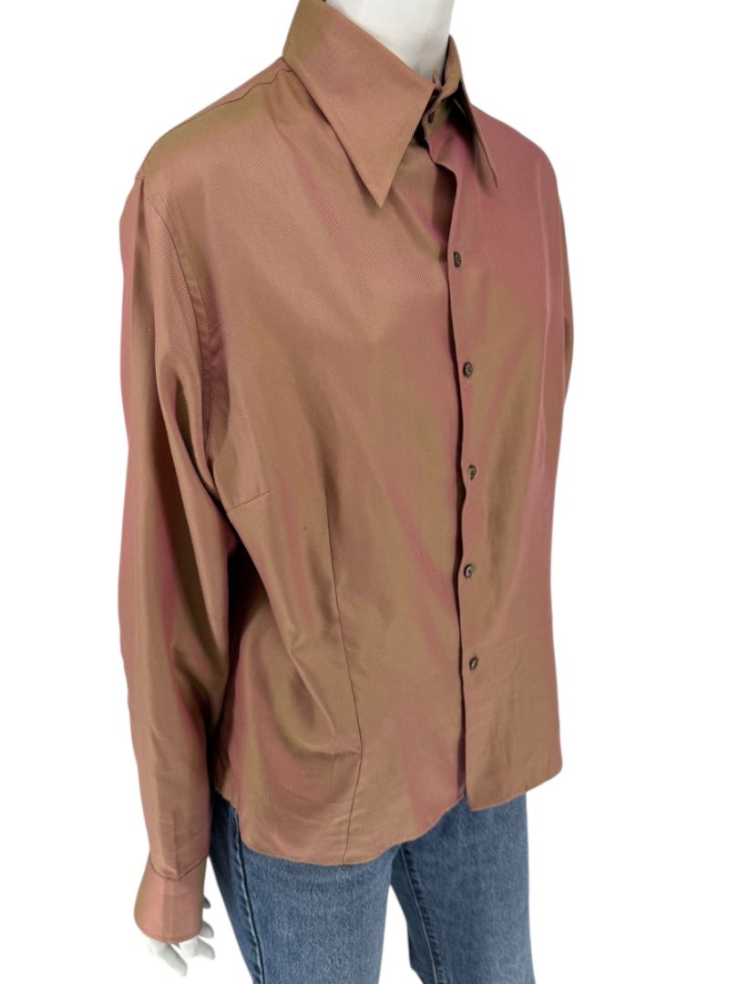 Craig Taylor Copper-Toned Long-Sleeve Button-Down Shirt – Size XL
