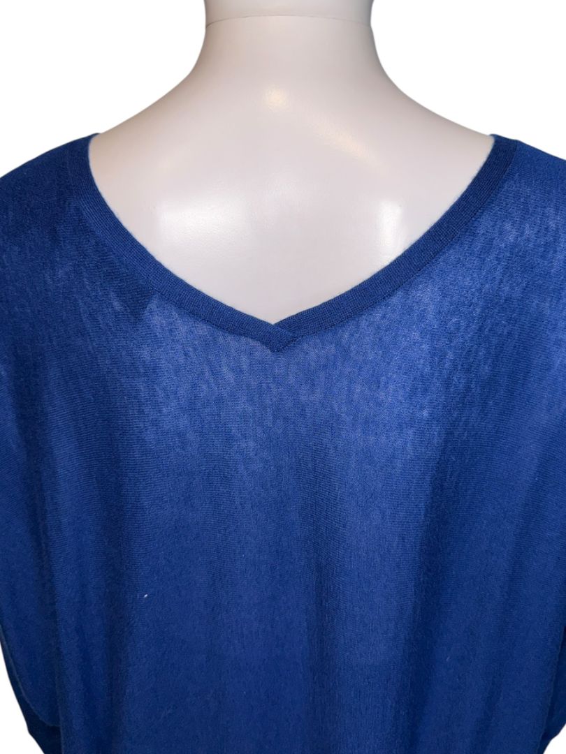 Magaschoni Royal Blue Lightweight V-Neck Knit Sweater – Size Large