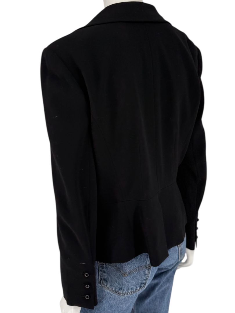 Chanel Black Wool Chain-Closure Tailored Jacket – Size 46