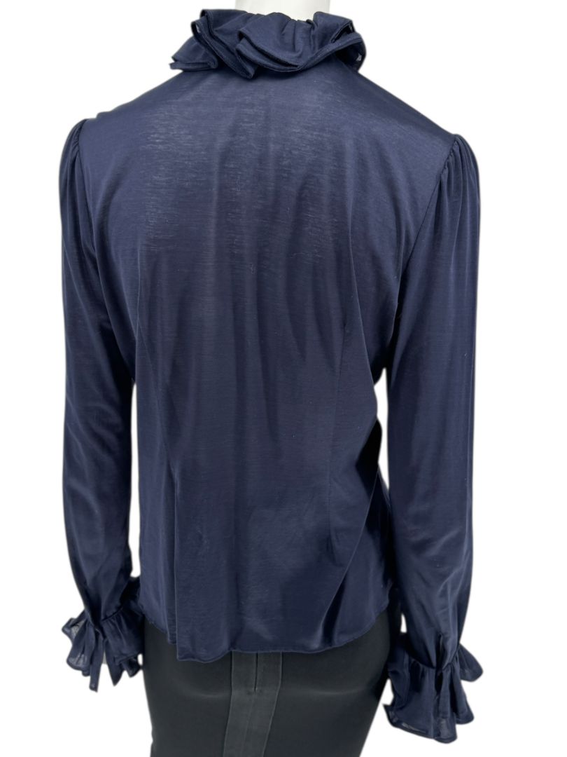 Ralph Lauren Collection Ruffled Cotton Blouse – Navy - Size L