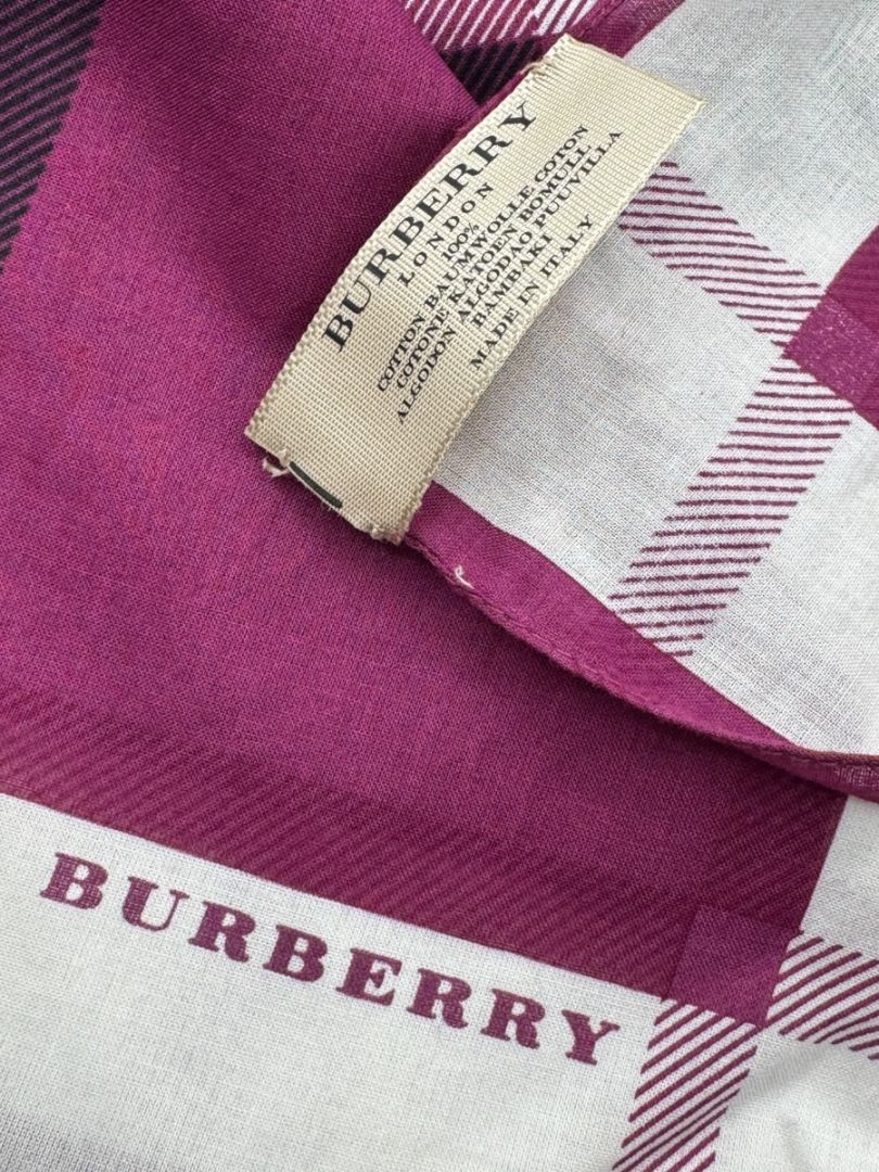 Burberry Pink Check Cotton Square Scarf - 27" x 27"