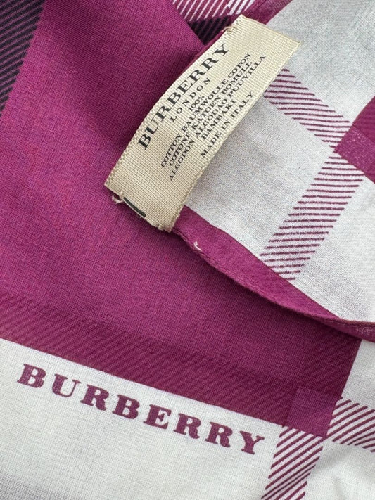 Burberry Pink Check Cotton Square Scarf - 27" x 27"