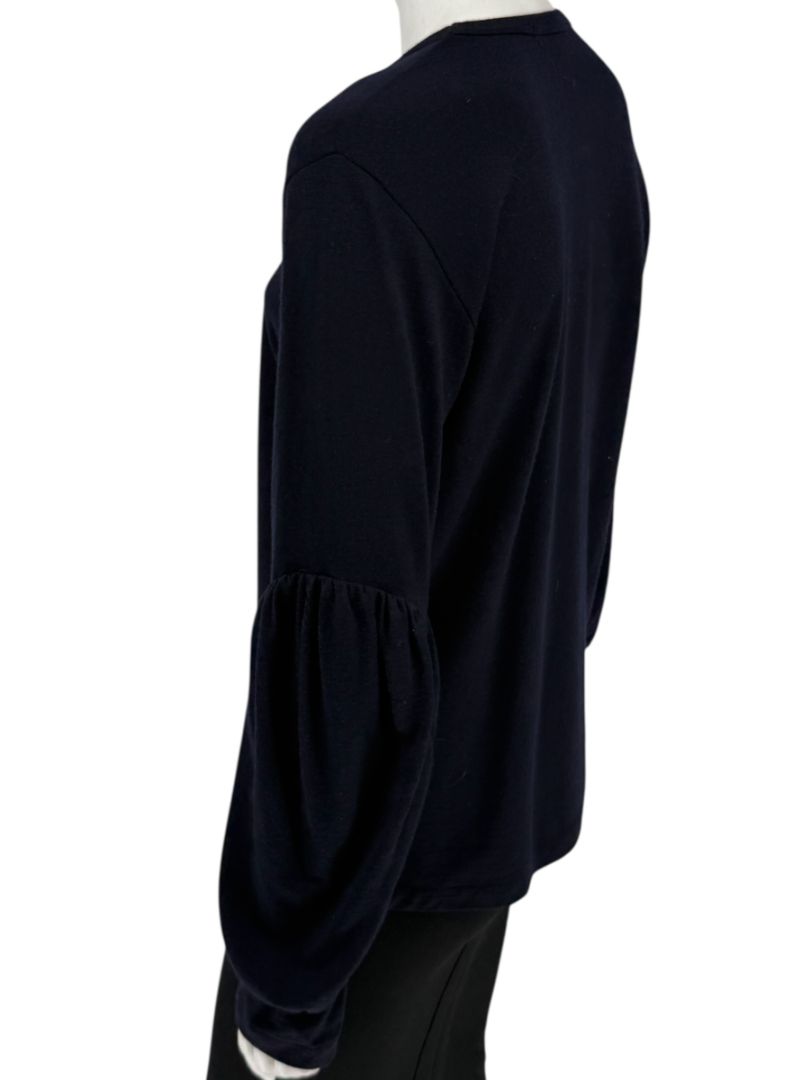 Comme des Garçons Navy Wool Balloon-Sleeve Top – Size L