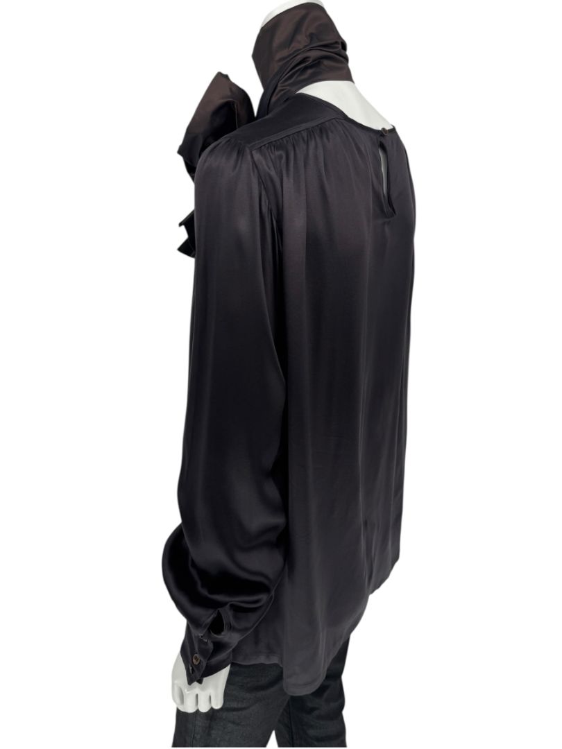 Etro Black Silk Bow-Neck Blouse – Size IT 46 (US 10)