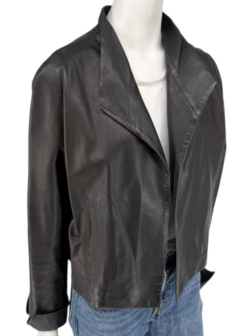 Peter Cohen Black Leather Cropped Jacket – Size M