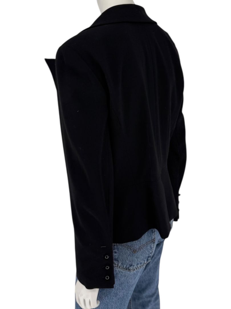 Chanel Black Wool Chain-Closure Tailored Jacket – Size 46