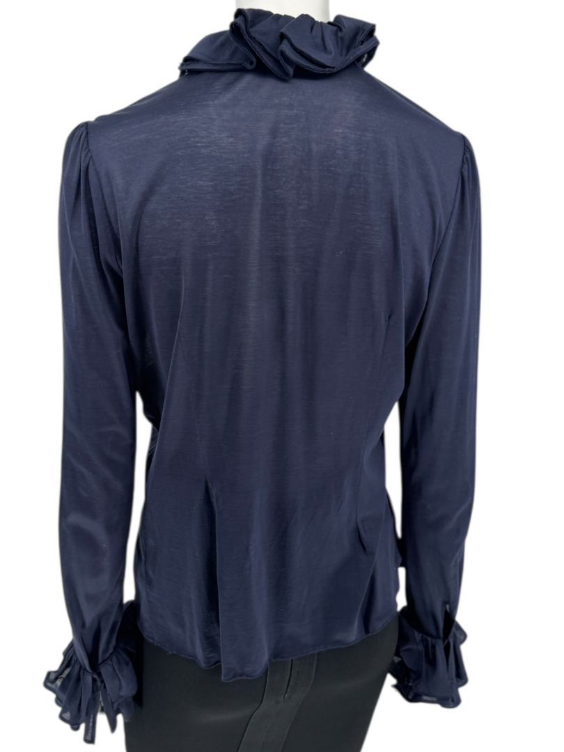 Ralph Lauren Collection Ruffled Cotton Blouse – Navy - Size L