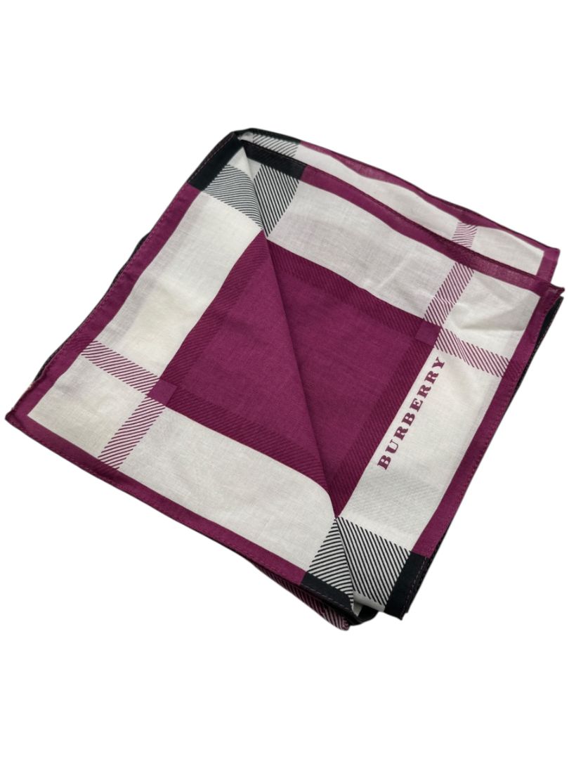 Burberry Pink Check Cotton Square Scarf - 27" x 27"