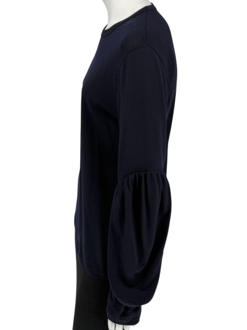 Comme des Garçons Navy Wool Balloon-Sleeve Top – Size L