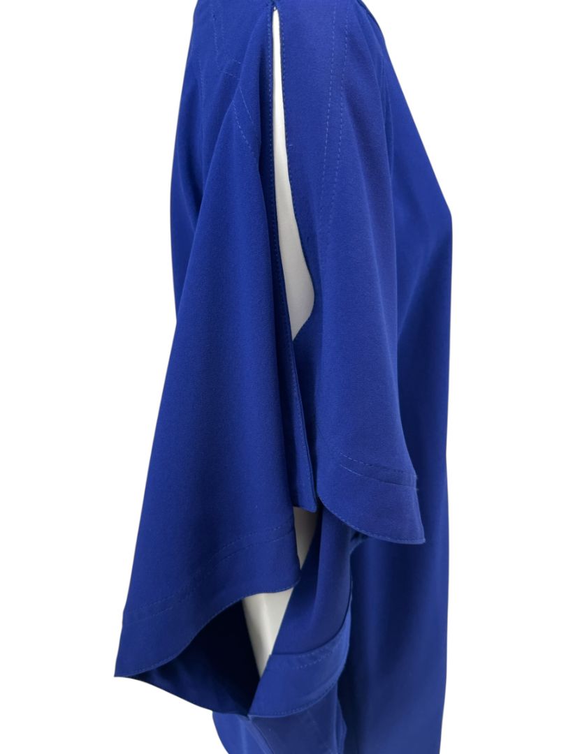 Pamella Roland Cobalt Blue Cape Sleeve Shift Dress – Large