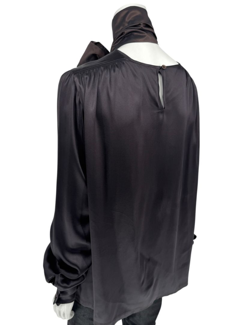 Etro Black Silk Bow-Neck Blouse – Size IT 46 (US 10)