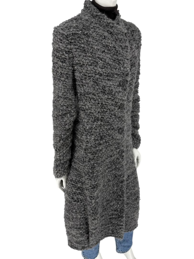 Armani Collezioni Gray Bouclé Knit Coat – Size 10