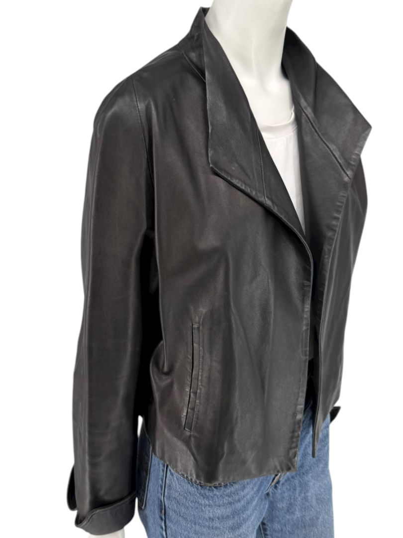 Peter Cohen Black Leather Cropped Jacket – Size M