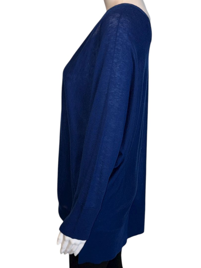 Magaschoni Royal Blue Lightweight V-Neck Knit Sweater – Size Large