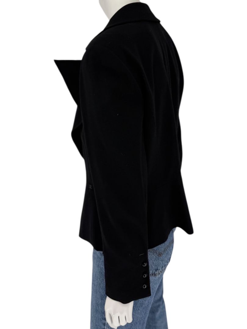 Chanel Black Wool Chain-Closure Tailored Jacket – Size 46