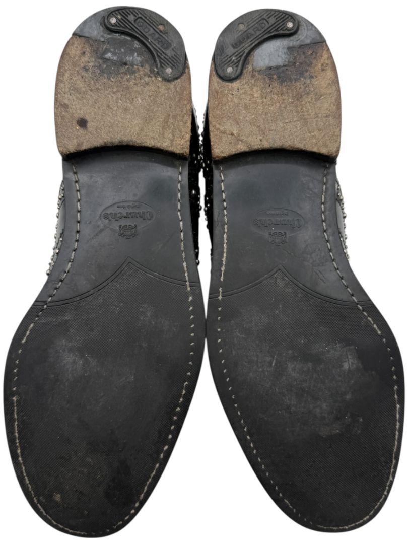 Church’s Black Studded Leather Brogue Oxford Shoes – Mens Size 40