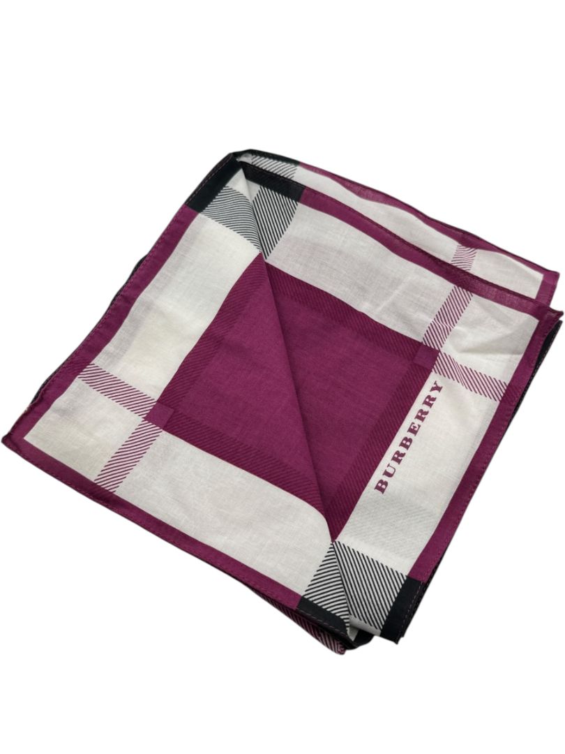 Burberry Pink Check Cotton Square Scarf - 27" x 27"