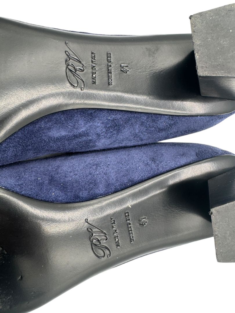 Roger Vivier “Belle Vivier” Navy Suede Buckle Pumps – Size 41 (Made in Italy)