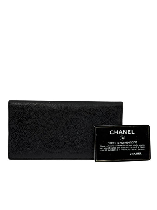 Chanel Black Caviar Leather CC Checkbook Holder – Made in Italy