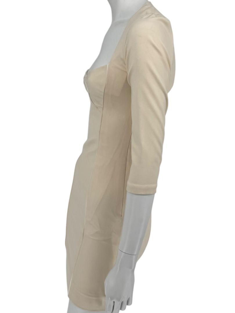 Pamella Roland Cream Bodycon Cut-Out Back Dress - Size 4