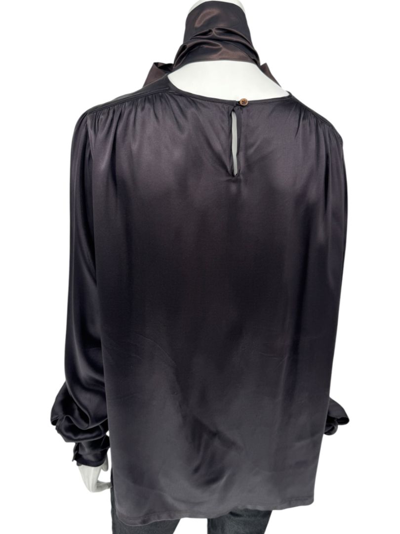 Etro Black Silk Bow-Neck Blouse – Size IT 46 (US 10)